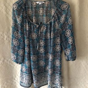 Nice Blue And White Croft&Barrow Blouse Sz Medium
